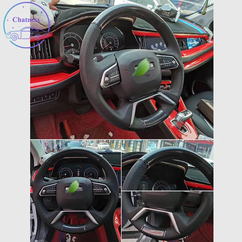 

Embroidery Steering Wheel Cover for Haval F7 F7X H2 H4 H5 H6 H8 H9 Hover Suede Leather Hand Sewing Wrap DIY Stitchwork Holder