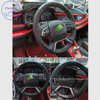 embroidery steering wheel cover for haval f7 f7x h2 h4 h5 h6 h8 h9 hover suede leather hand sewing wrap diy stitchwork holder