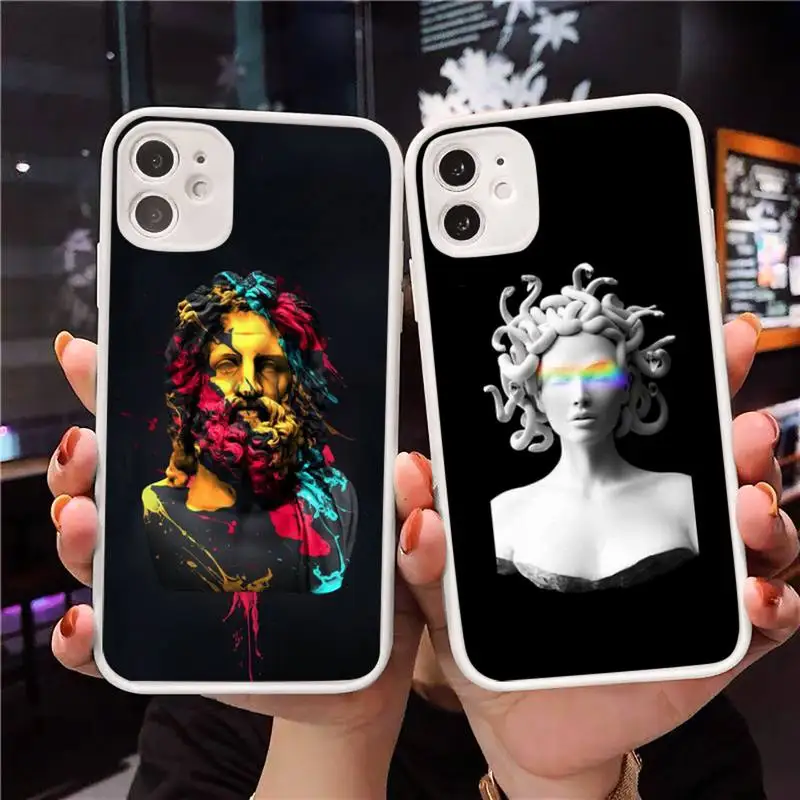 

David Medusa plaster funny art Phone Case Matte Transparent for iPhone 7 8 11 12 s mini pro X XS XR MAX Plus Clear mobile bag