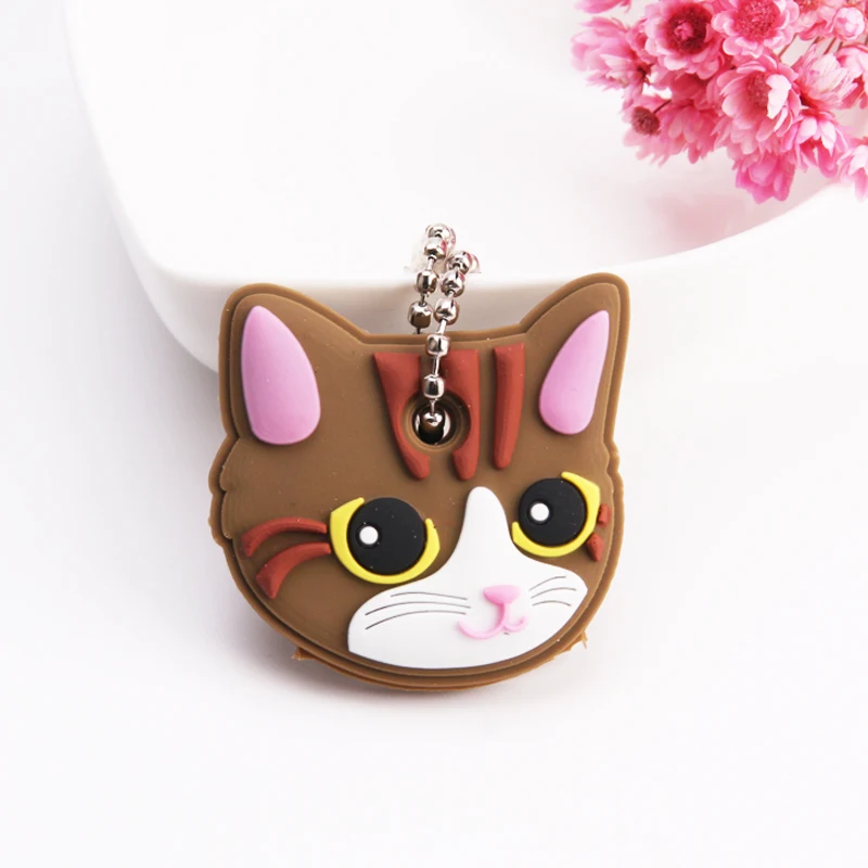 Cartoon Anime Cute Key Cover Cap Silicone Mickey Stitch Bear Keychain Women Gift Owl Porte Clef Minne Key Chain - Цвет: Photo Color31