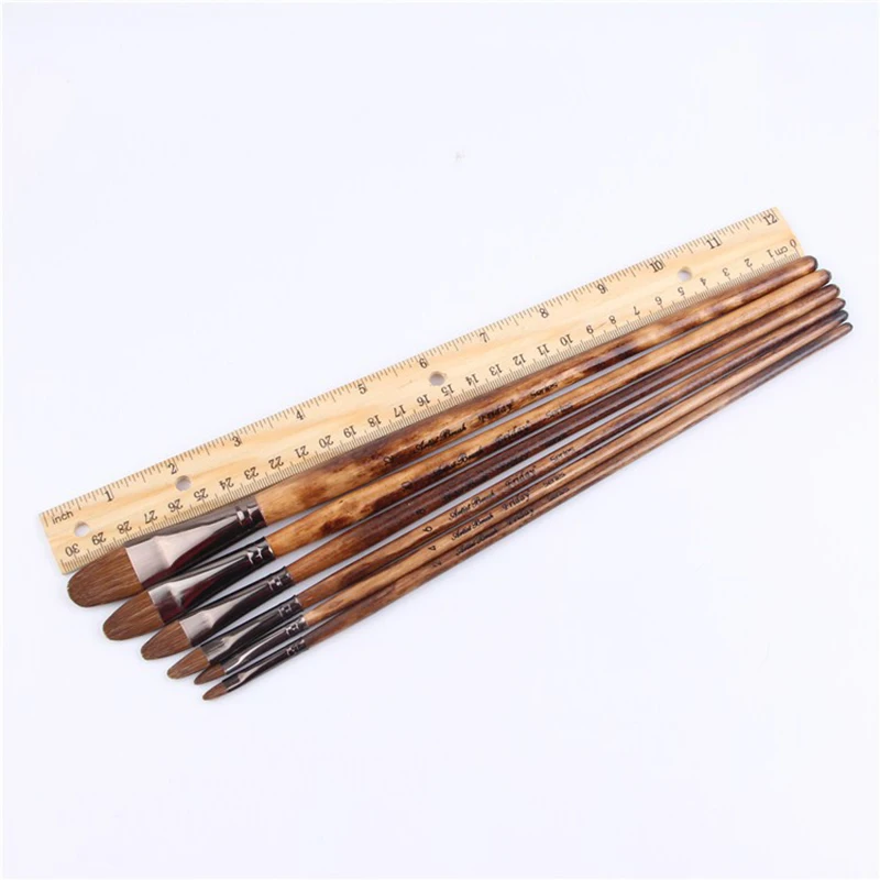 

6pcs/Set Weasel hair Oil painting brush for Water Color acrylic paints oil paint brush Set Drawing Art Supplies Paint Brush