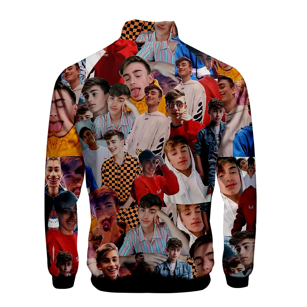 

WAMNI Fashion New Johnny Orlando Stand Collar Zip Sweatshirt Harajuku Polyester Fabric Hip Hop Style Stand Collar Sweatshirt
