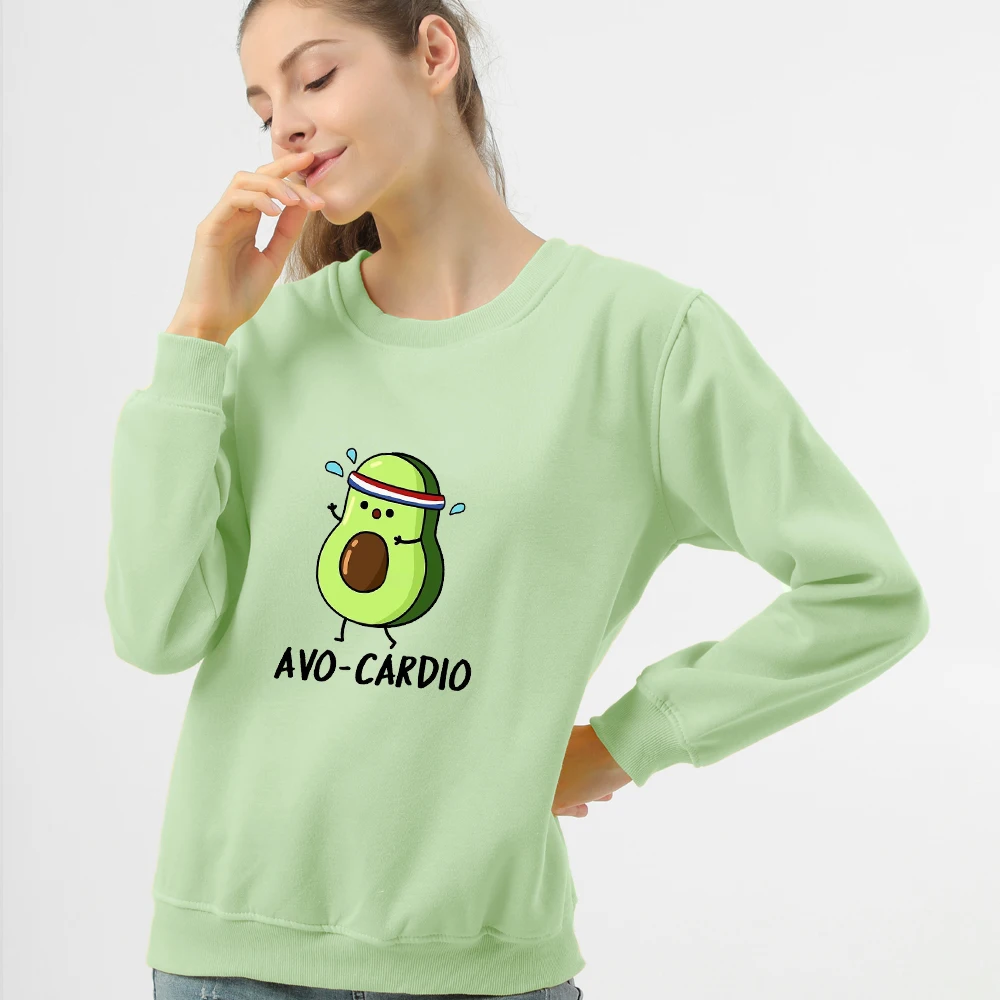 

Avocado Hoodies Fashion Small Fresh Women Vegan Kawaii Cartoon Harajuku Cute Sweatshirts Warm Female Graphic Hoody Streewear