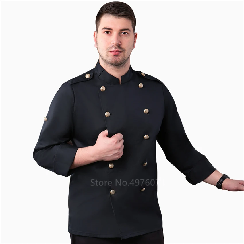 

Unisex Man Chef Uniform Jacket with Apron Restaurant Food Service Cotton Short&full Sleeve Tops Kitchen Work Wear Hotel Bakery