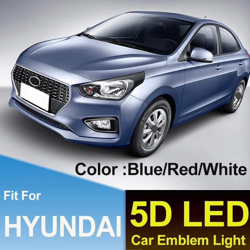 

5D Car Emblem Light Badge Cvoers Auto Logo Lamp Accessory for VERNA Elantra SONATA YTUCSON ACCENT IX35 I30 TUCSON GENESIS