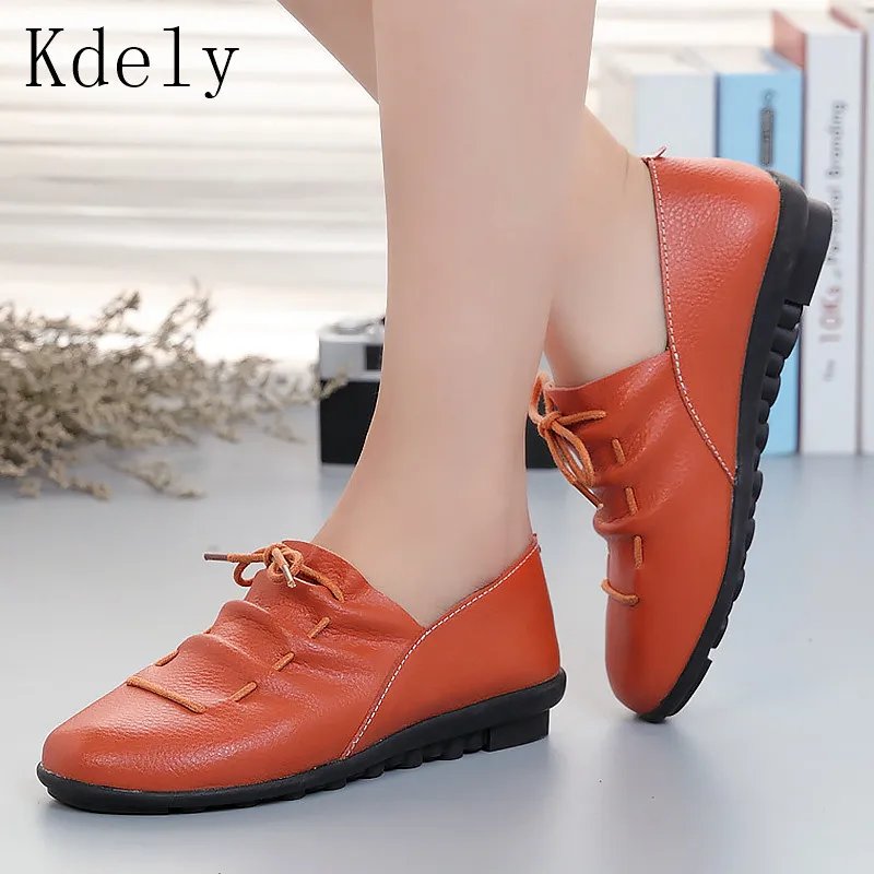 

new arrival spring lace-up pleated genuine leather flats shoes woman rubber party female shoes tenis feminino Women shoes