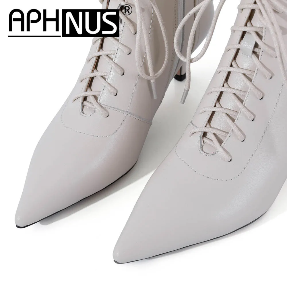 

APHNUS Womens Boots Chukka Short Ankle Booties Mid High Heels Pumps Woman 2020 Shoes For Women New Boot