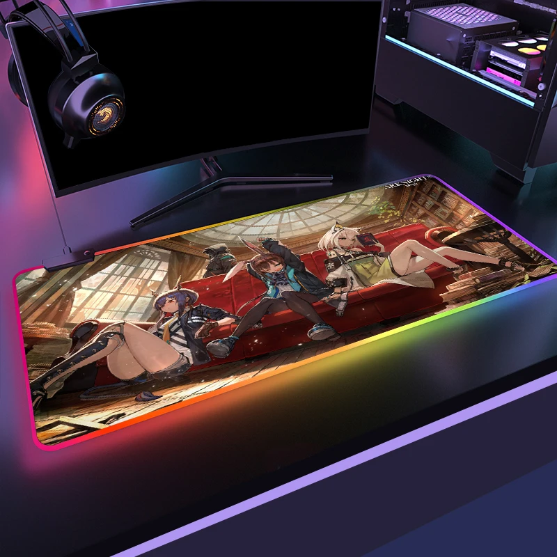 Большой игровой коврик для мыши с аниме arknight RGB геймерский светодиодный
