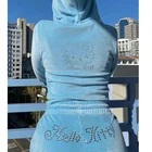 Женский велюровый спортивный костюм Y2k, зимний модный костюм с капюшоном и длинными рукавами, бархатный свитшот на молнии и штаны для женщин, стиль Instagram, 2022