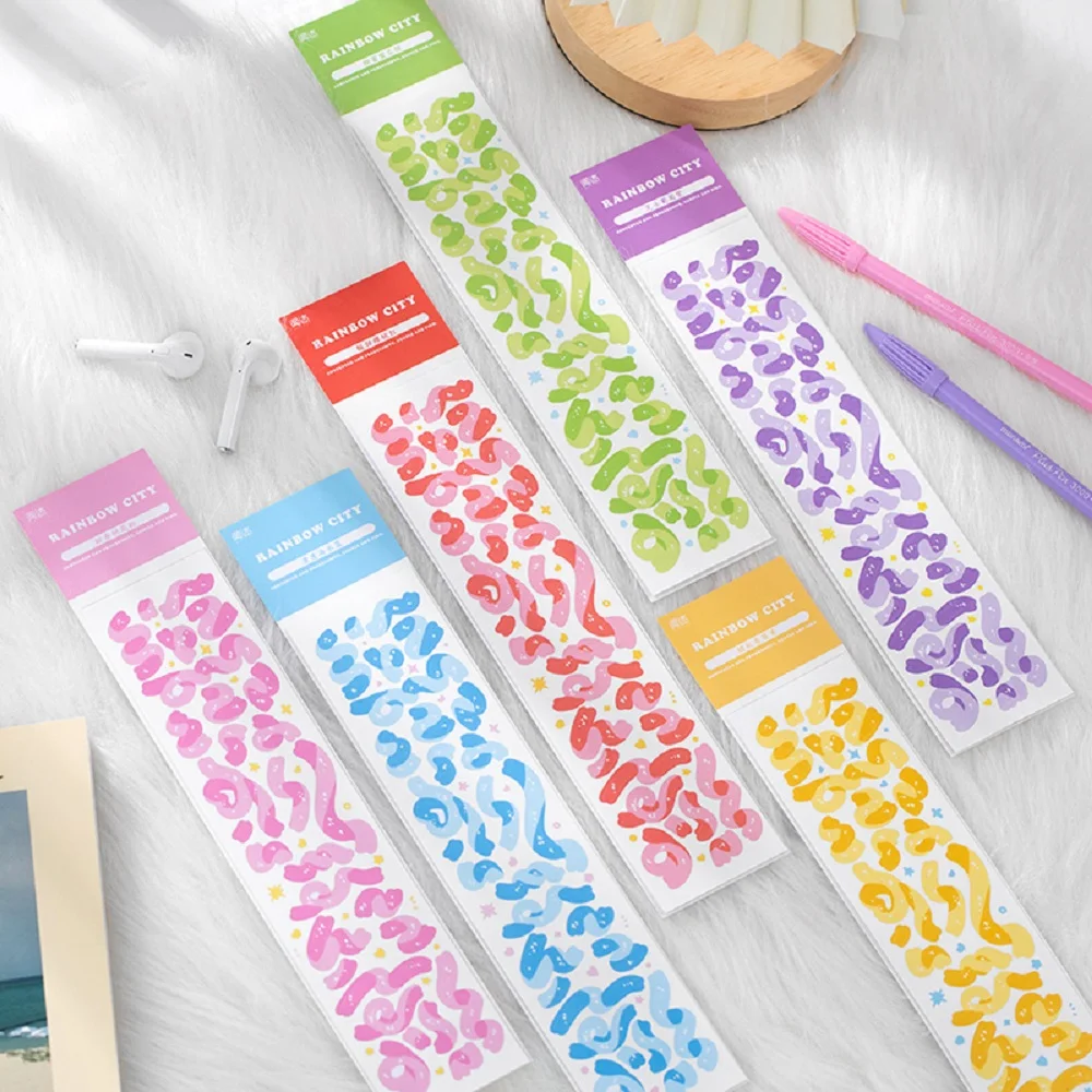 

1Pc Rainbow City Series Ribbon Decorative Stickers Scrapbooking Stick Label Diary Stationery Colorful Hand Account DIY Material