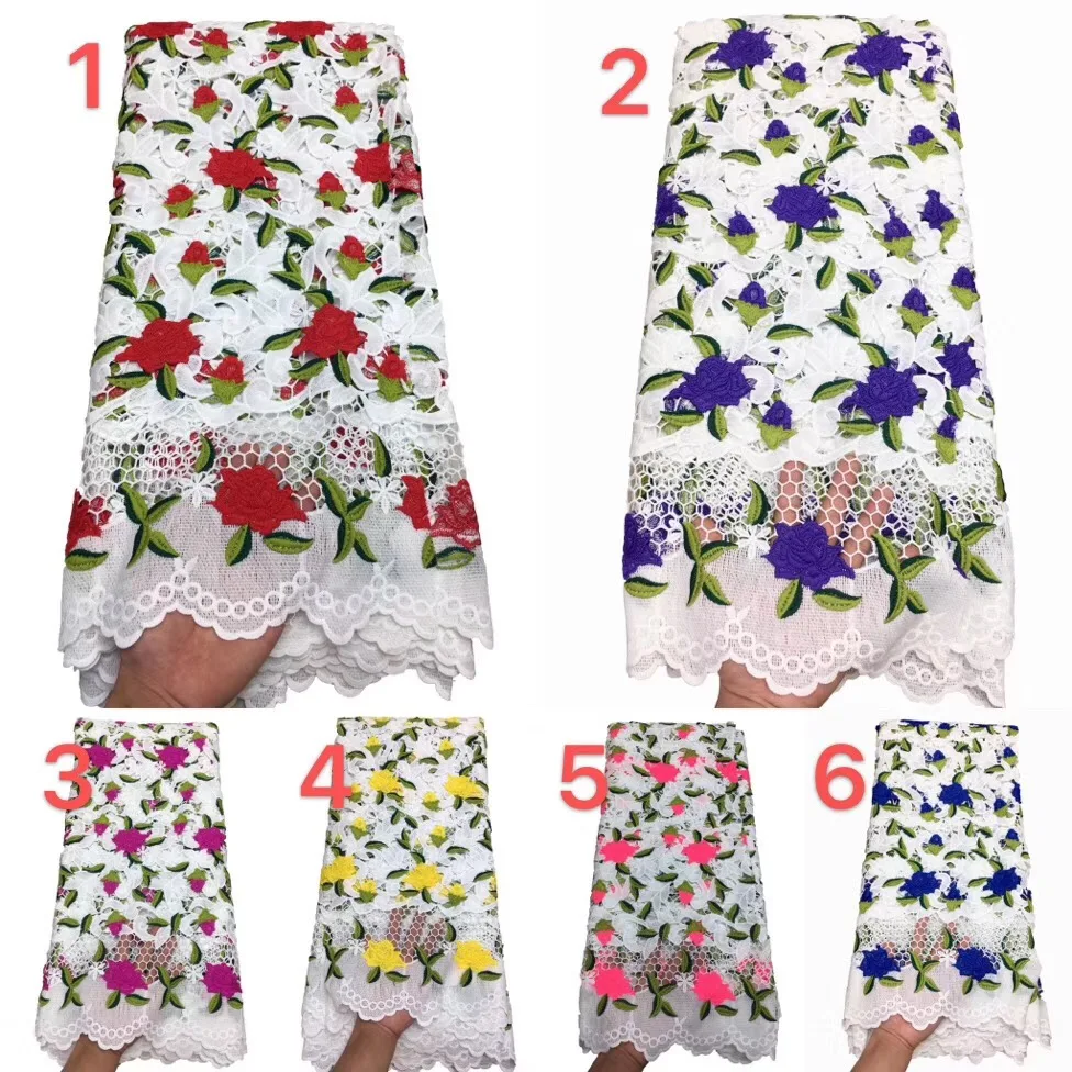 

Latest Print Cord Lace Fabric High Quality Water Soluble Nigerian Embroidered Sewing Guipure Lace Fabric For Women Dress ML8223