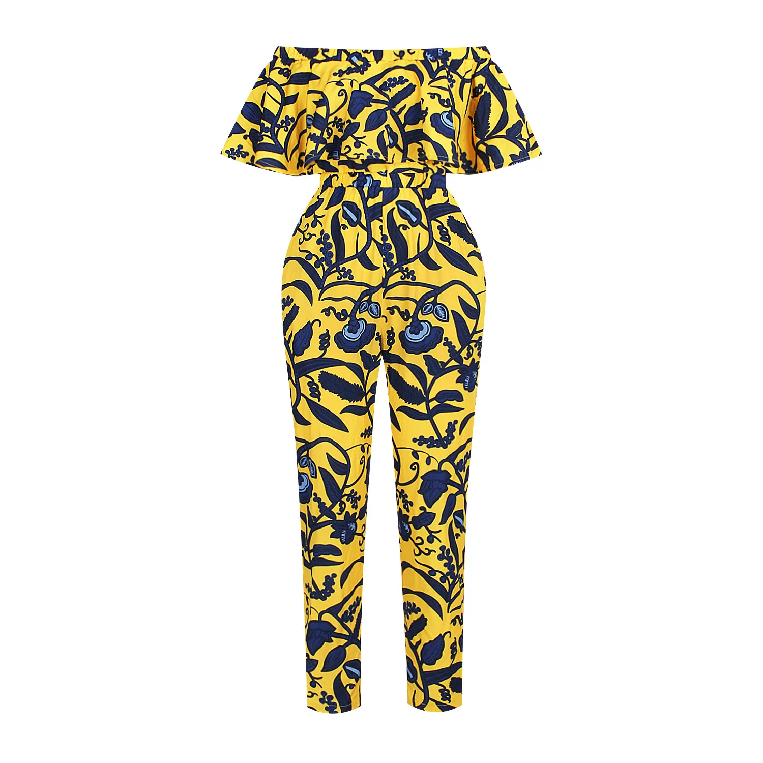 

2020 summer sexy african women printing polyester long jumpsuit