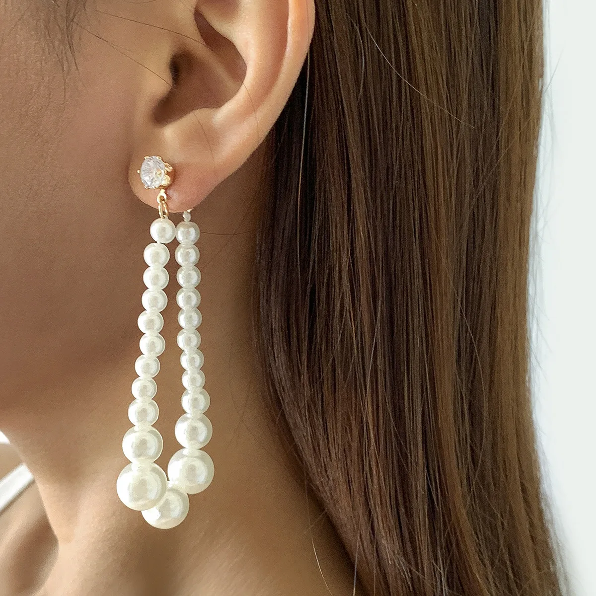

Retro Simple Water Drop Pendant Earrings Women's Boho Imitation Pearl Creative Sweet Bride Earring Girls Wedding Jewelry