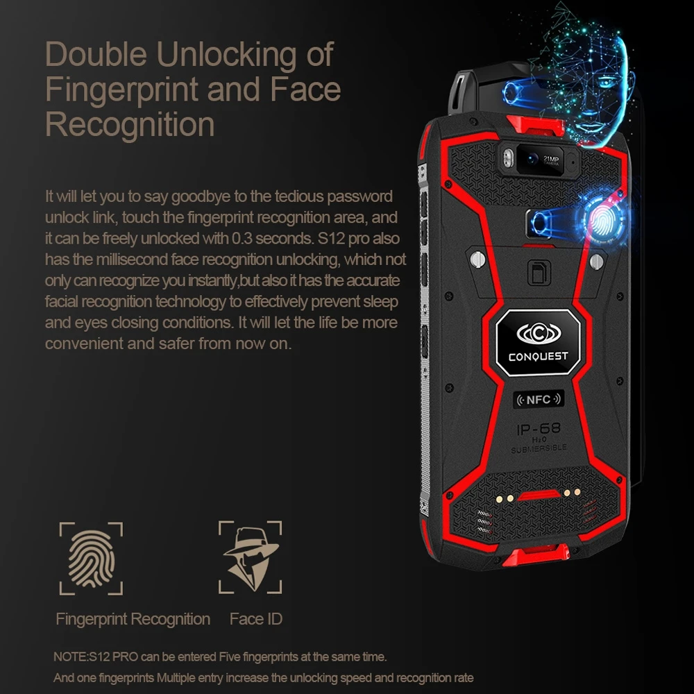 Conquest S12 Pro смартфон с 5 дюймовым дисплеем восьмиядерным процессором Helio P70 ОЗУ 6 ГБ