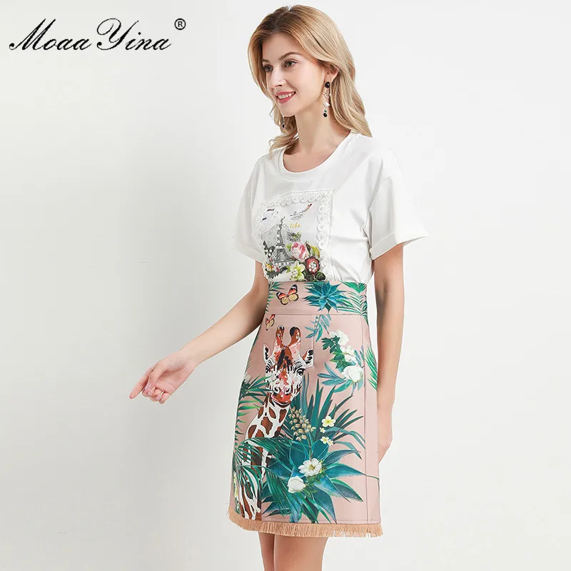 Модный дизайнерский комплект moaayina весна-лето женская футболка с коротким