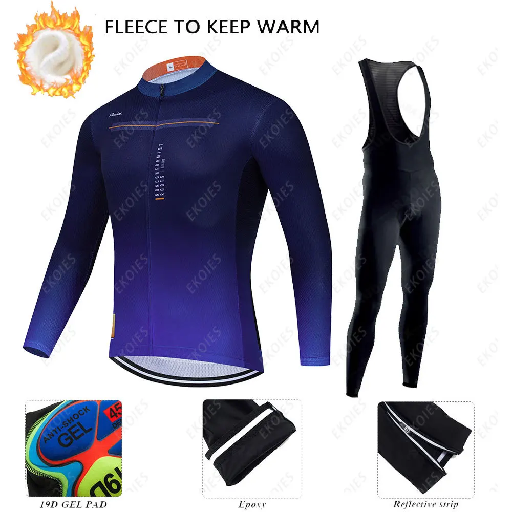 

2022 RAUDAX Mens Winter Long Sleeve Thermal Fleece Cycling Jersey Set Outdoor Sport Mountain Bicycle Clothing Racing Bicycle Set