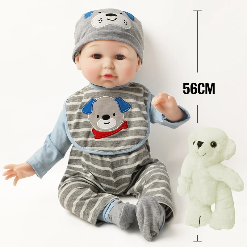 

56cm Bebe Lifelike Silicone Reborn Dolls Alive Toddler 22inch Realistic Real Boy Baby Doll Birthday Play Toys for Children Gift