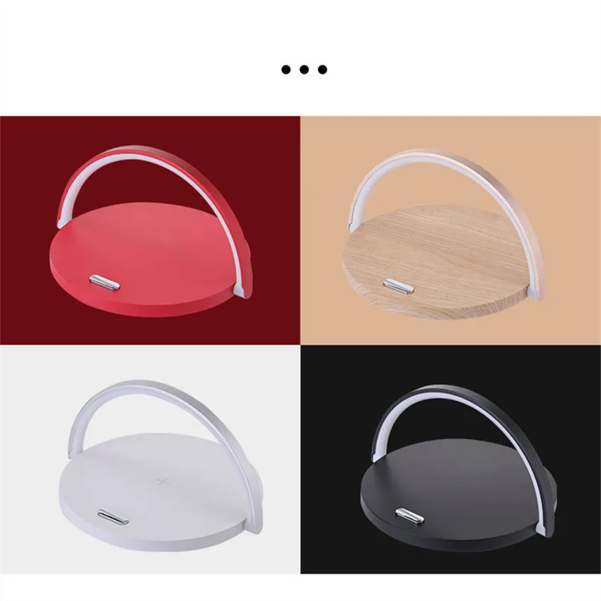 Деревянная Беспроводная зарядная лампа Qi Настольная зарядка подставка