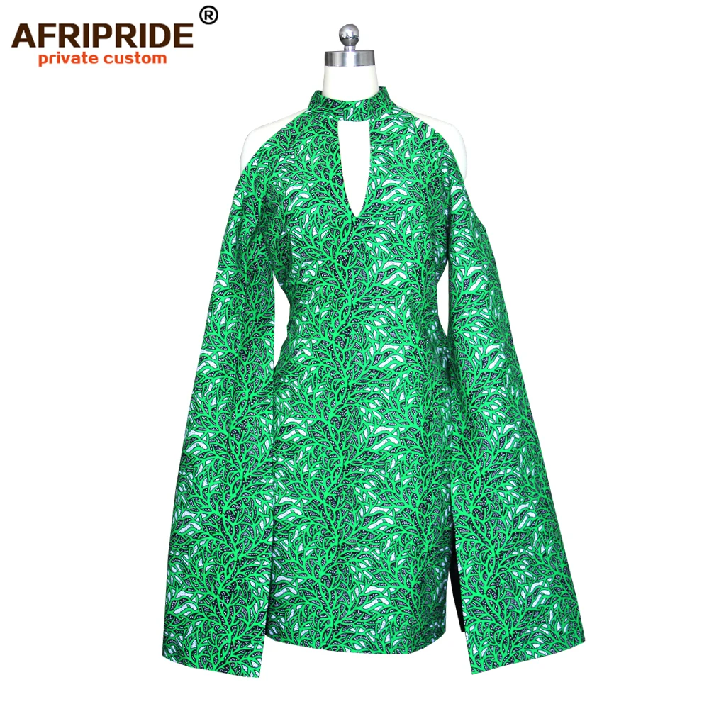 Женское платье с открытыми плечами Хлопковое до колена широкими рукавами A722569