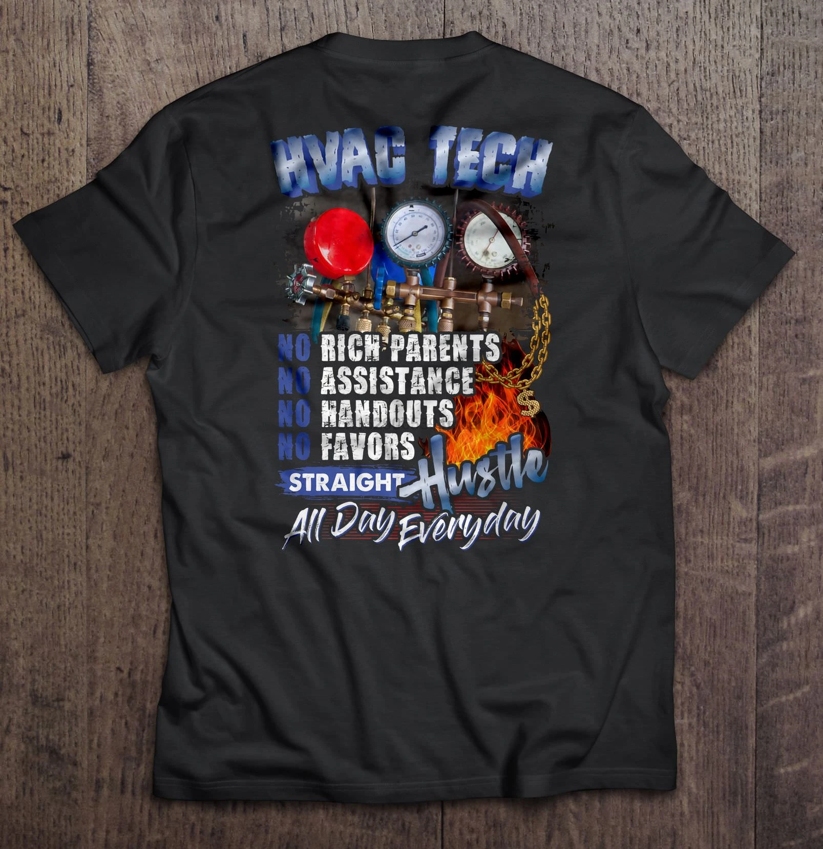 Мужская футболка ShirtHvac Tech без богатых родителей помощи тренировок сувениров