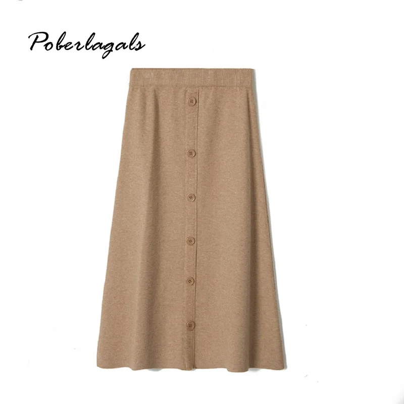 Женская трикотажная юбка в стиле ретро однобортная трапециевидной формы с