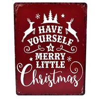 merry little christmas xmas metal novelty wall plaque 12x8 inches