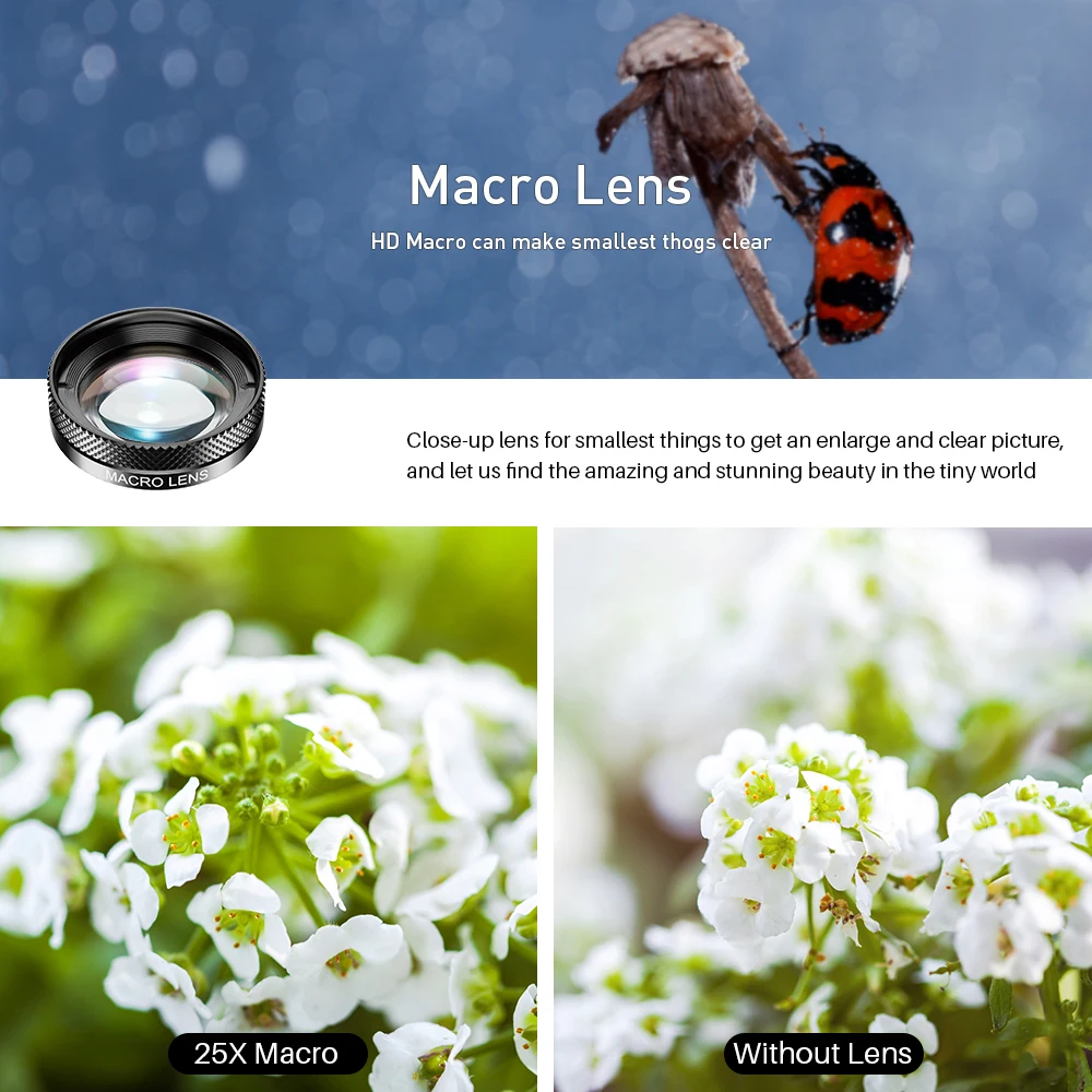 APEXEL 6 in 1 Phone Camera Lens Fisheye Lens Wide Angle macro Lens CPL Star Filter ND32 Fliter for Samsung iPhone all smartphone