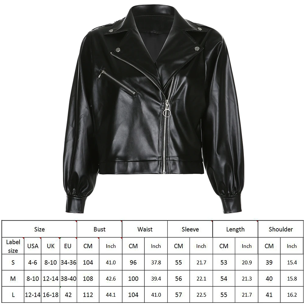 

Punk Faux Leather Pu Jacket Women Autumn Vintage Cropped Biker Jackets Elegant Black Harajuku Coat Ladies Girl Streetwear Women