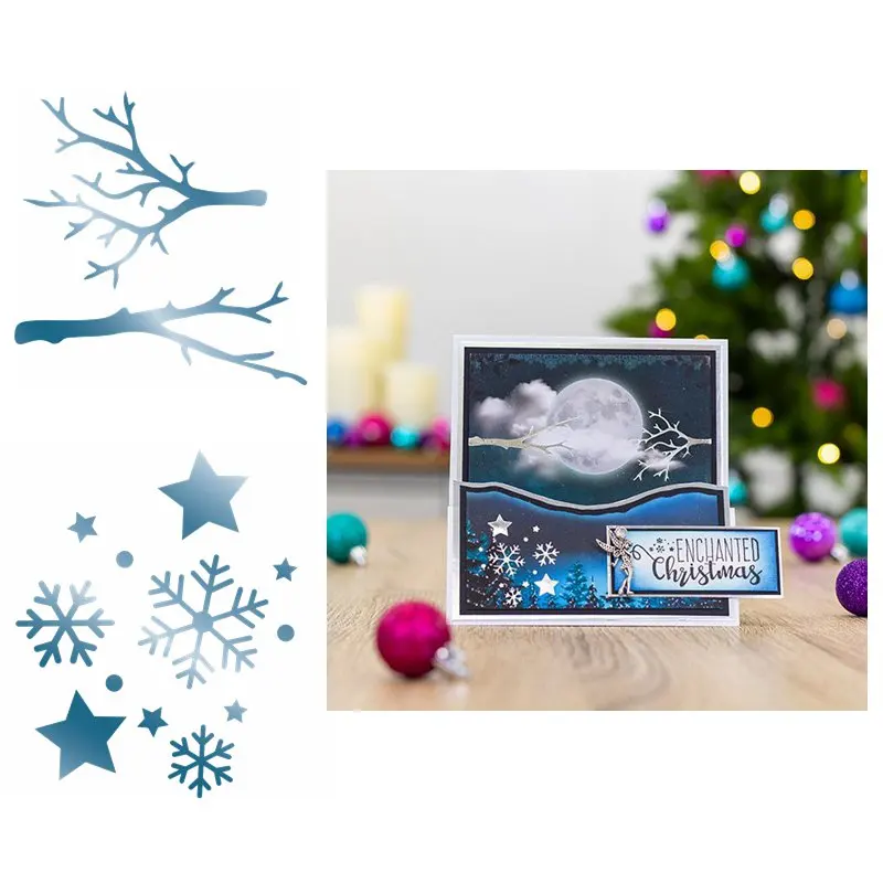 Рождественские Зимние сухие ветки снежинки горячие тарелки из фольги для