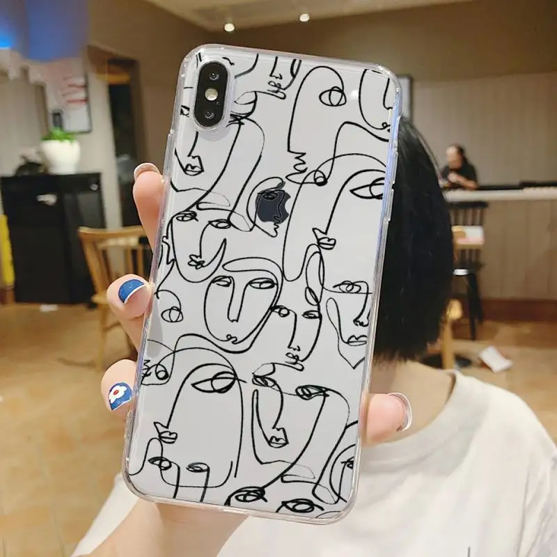 

Funny Abstract Art Lines Fashion Phone Case Transparent soft For iphone 5 5s 5c se 6 6s 7 8 11 12 plus mini x xs xr pro max