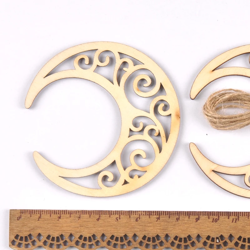 Недостроенная Луна/звезда/в форме сердца подвесная Подвеска деревянные ломтики
