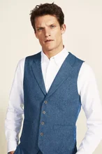 Terno masculino coletes azul moda formal fino ajuste negócio colete espinha de peixe colete masculino estilo inglaterra colete (3)