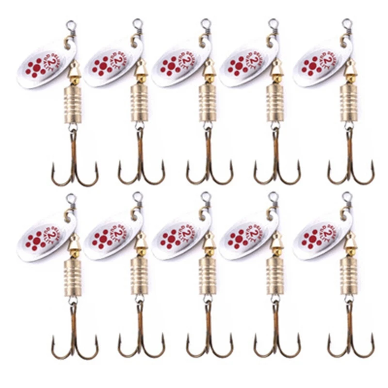 

10 Pcs 6.7cm 7g Spinner Spoon Metal Bait Fishing Lure Sequins Crankbait for Bass Trout Perch Pike Rotating Tackle
