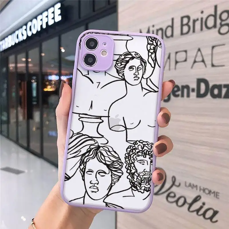 

Funny Abstract Women Face Line Phone Cases matte transparent For iphone 7 8 11 12 plus mini x xs xr pro max cover