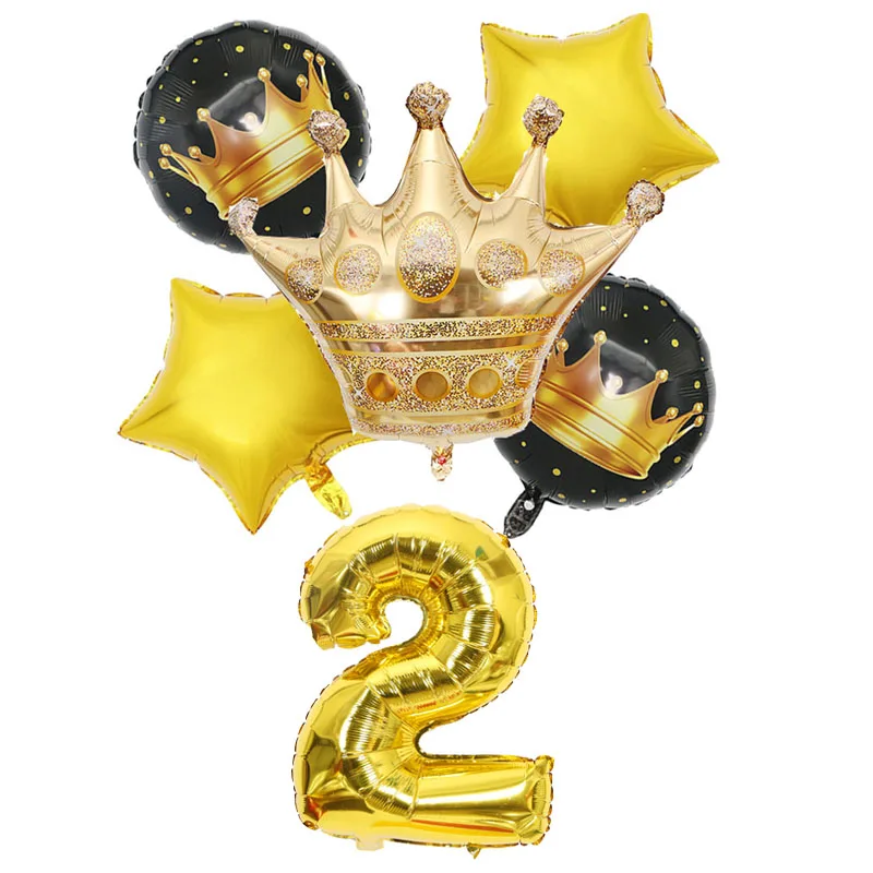 6 шт./лот большая корона звезда номер фольги воздушный шар набор Дети День