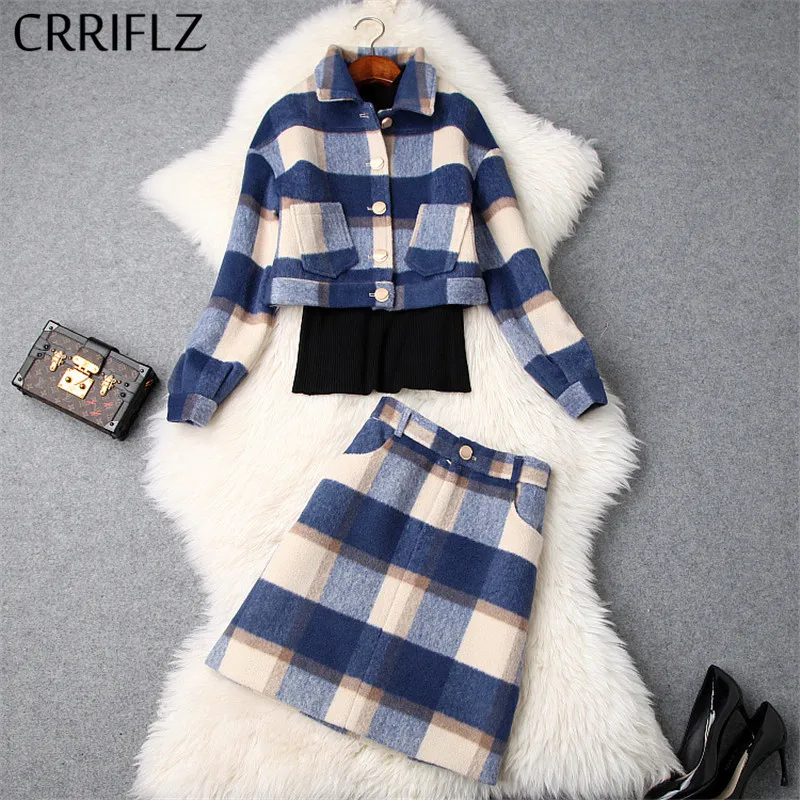 Зимние Для женщин тонкий пуловер в клетку с отложным воротником шерстяное пальто