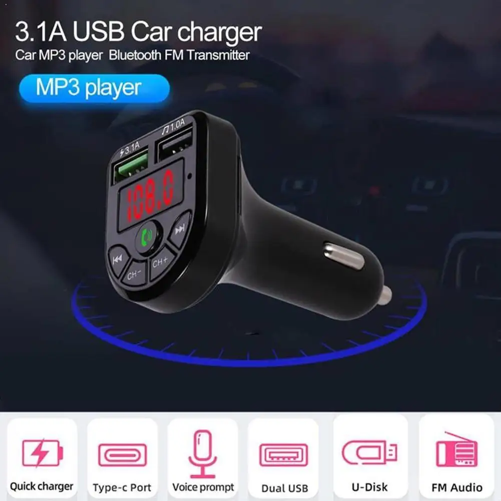 

Car Wireless Bluetooth FM Transmitter LCD MP3 Player USB Charger Accessories FM Car 2.1A Auto Handsfree Modulator Kit F9E0