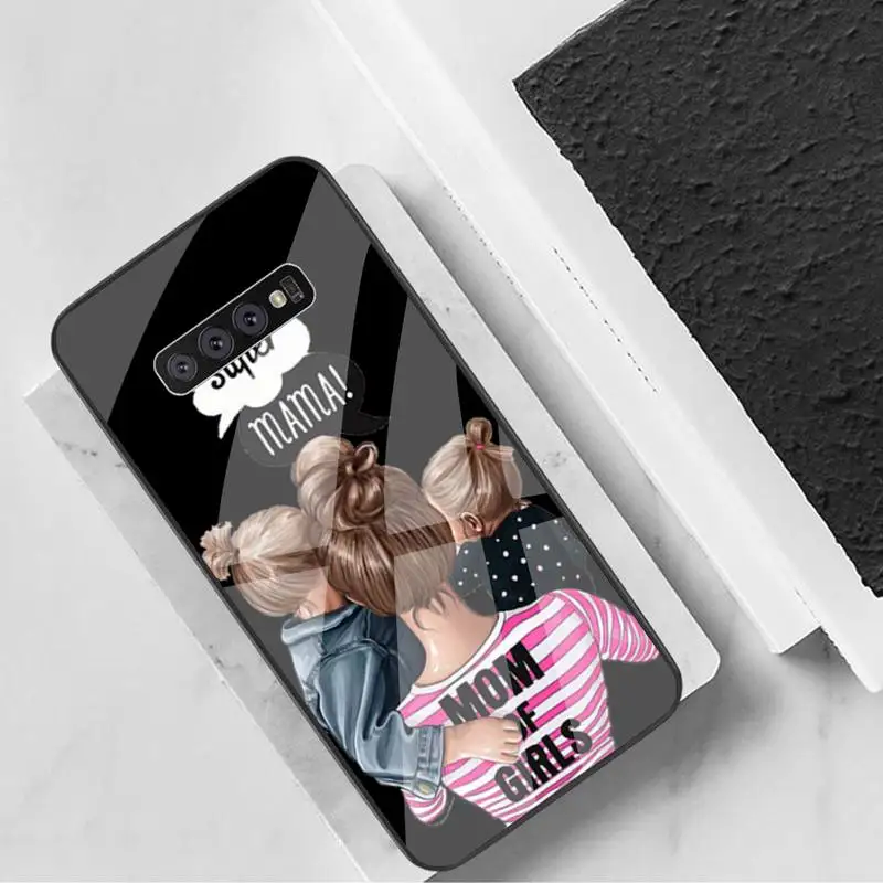 

0 Fashion Super Mom Baby Girl Phone Case Tempered Glass For Samsung Note8 9 10 10pro 10plus 20 20ultra S8 S9 10 20 Plus