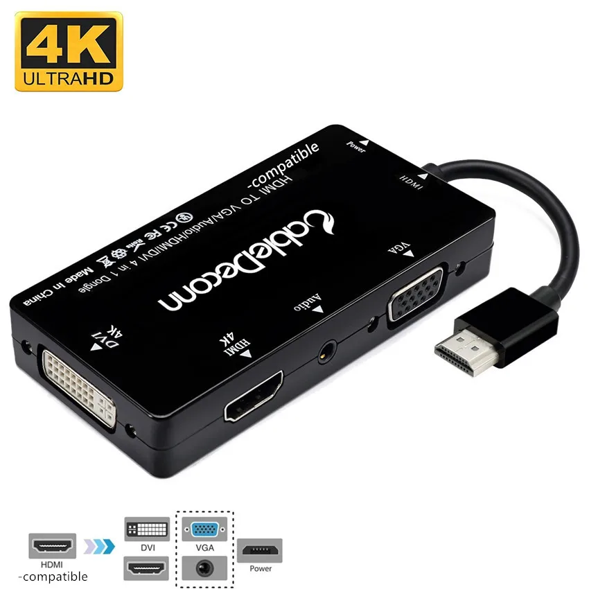 4K 1080P HDMI совместимый сплиттер для DVI VGA Аудио конвертер позолоченный разъем