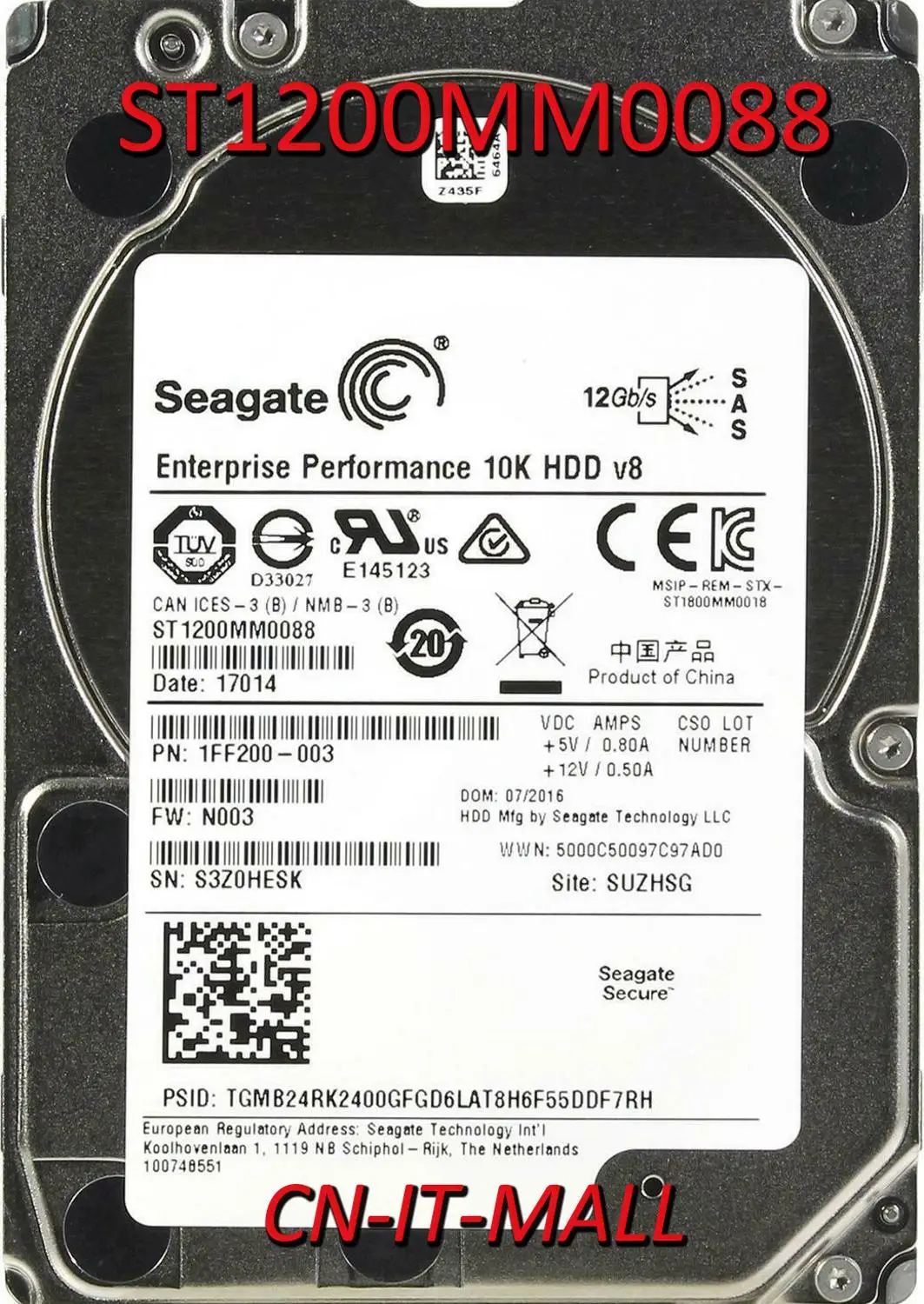 

Seagate ST1200MM0088 1.2TB 2.5" SFF SAS 1000 RPM Internal Hard Drive
