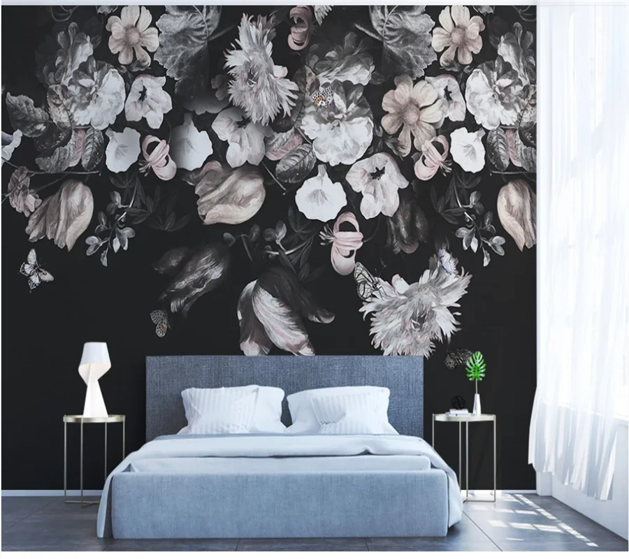 3d фотообои на заказ европейская ретро ностальгическая ручная роспись цветов фон