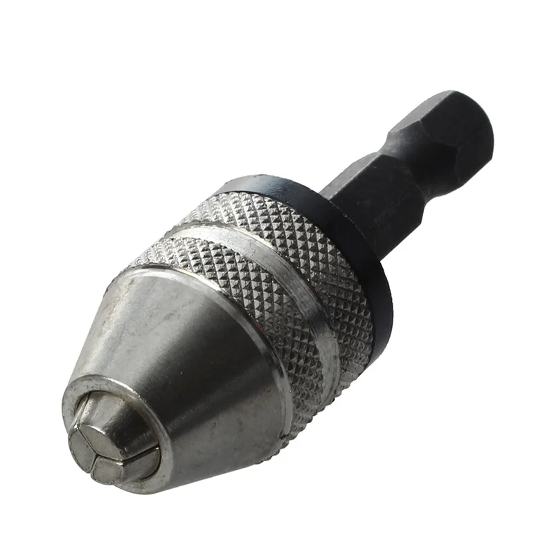 

Silver+Black 6Mm Keyless Drill Bit Chuck Quick Change Adapter Converter Hex Shank