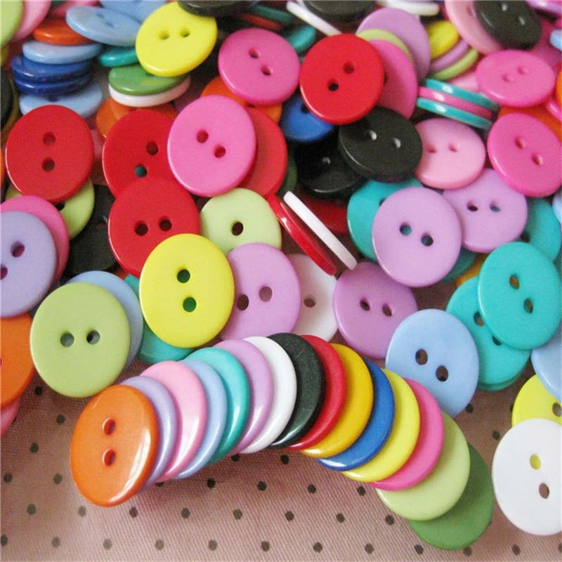 1000 штук разноцветных кнопок для скрапбукинга круглой формы Смола 2 отверстия 11 мм