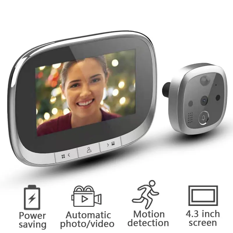Tuya HD Display 4.3 Inch Video Doorbell Home Security 160° Wideangle Lens Human Motion Detection Infrared Night Vision Function