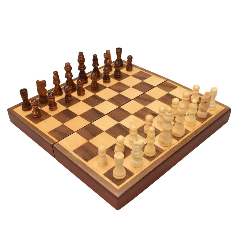 Высококачественный портативный складной деревянный Шахматный набор ручная