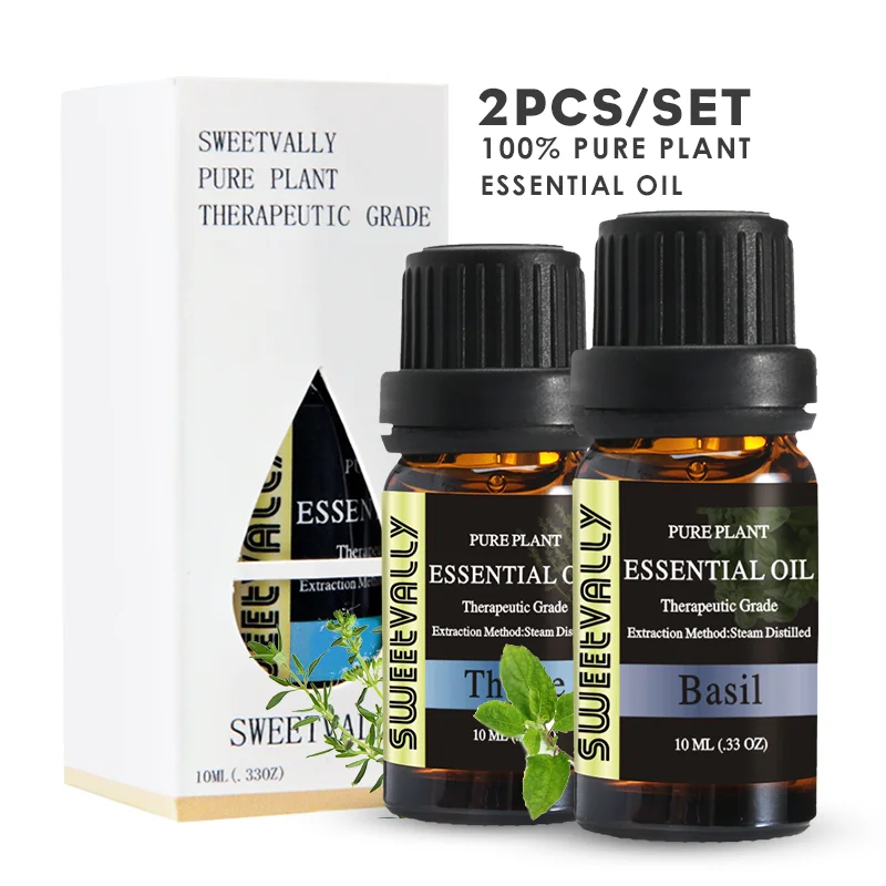 2 шт./компл. Тимьян Basil чистое натуральное ароматерапевтическое Масло Набор 10 мл
