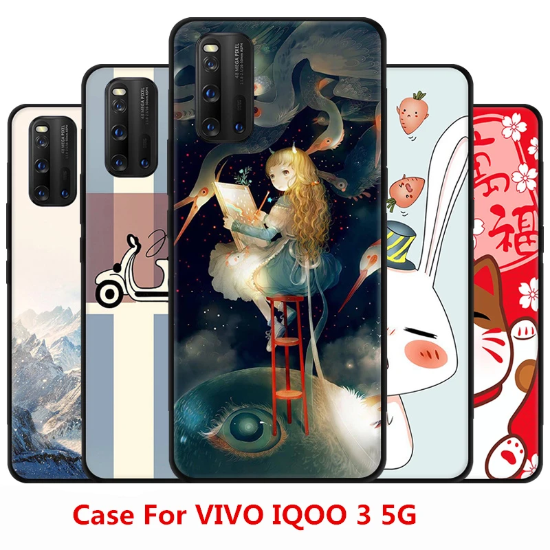 Мультяшный чехол Faston для VIVO IQOO 3 5G ТПУ окрашенный телефон милый мультяшный