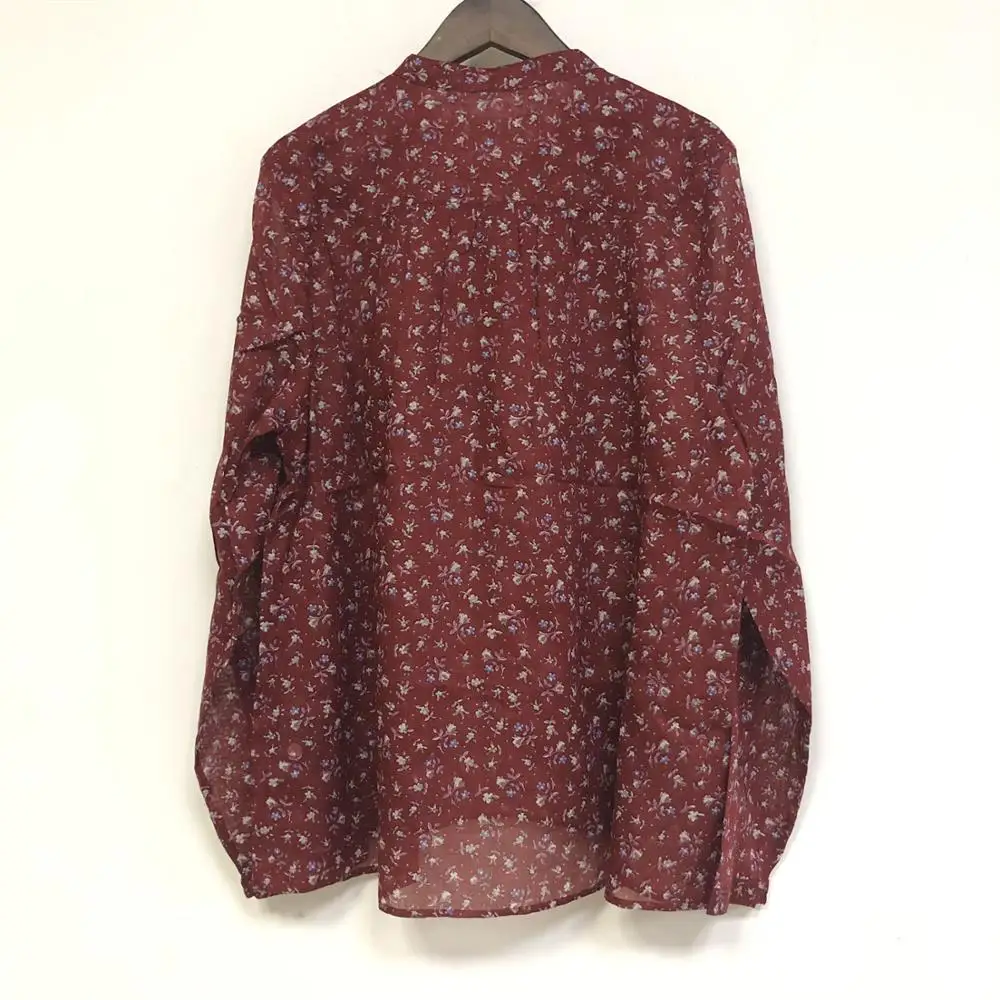 

Floral Printed Blouse Cotton Long Sleeve 2020 New Female Shirt with Buttons