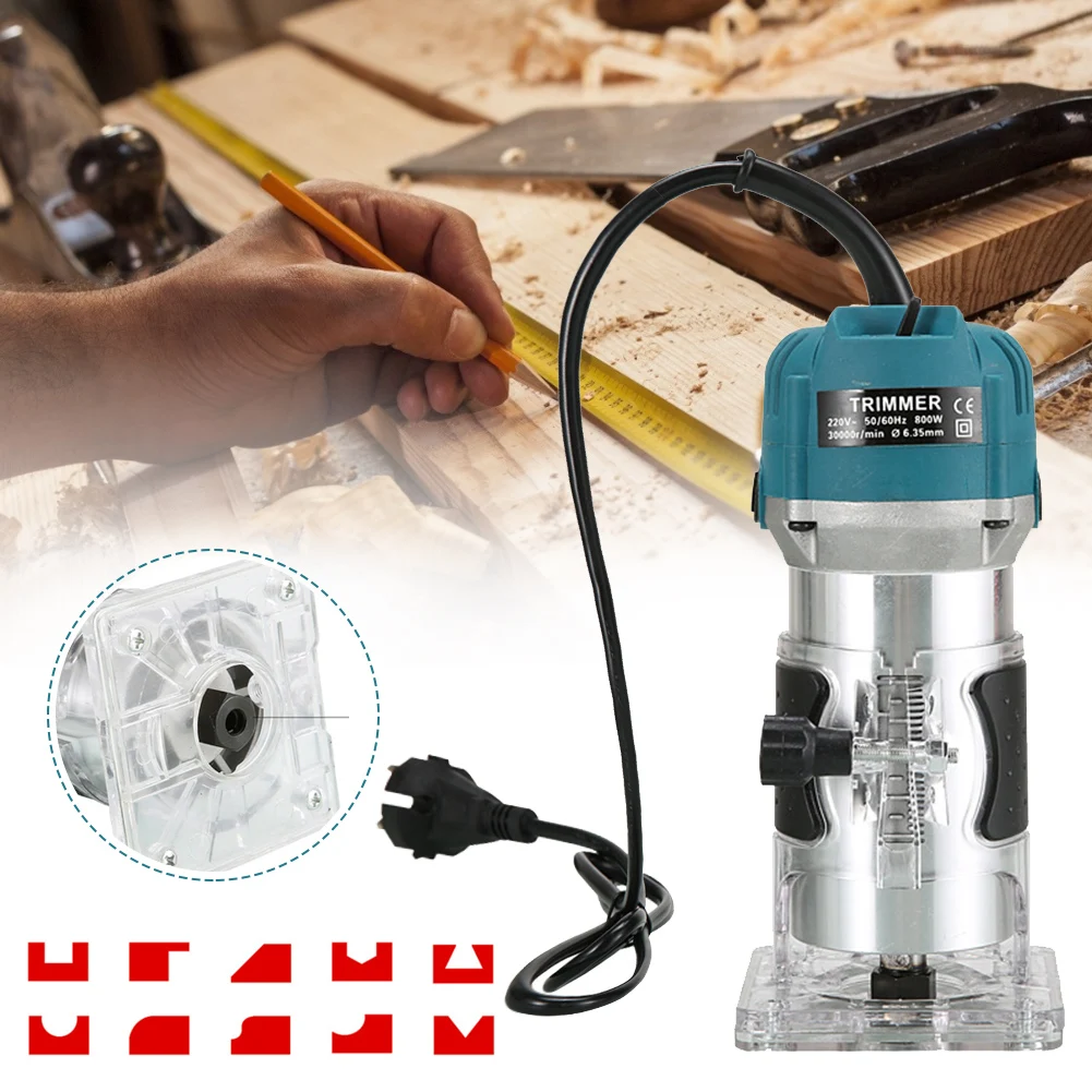 

Portable 800W Woodworking Electric Trimmer Wood Milling Engraving Slotting Trimming Machine Carving Machine Edge Joiners Set