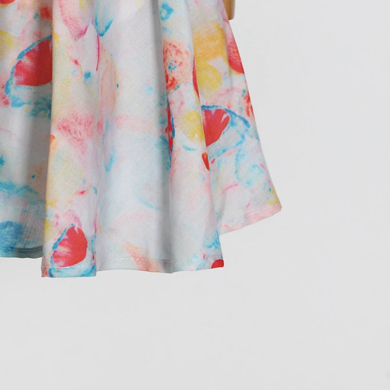 

Print Sweet Dress For Women Square Collar Puff Short Sleeve High Waist Sashes Hit Color Mini Dresses Female Clothes